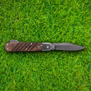 Boker Lockback Folding Knife 3.25" Damascus Steel Blade Sculpted Walnut Handle