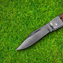 Boker Lockback Folding Knife 3.25" Damascus Steel Blade Sculpted Walnut Handle