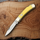 Boker Gentleman's Lockback Folding Knife 2.95" D2 Tool Steel Blade Yellow Delrin Handle
