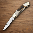 BOKER Lockback Folding Knife D2 Tool Steel Blade Stag Handle
