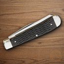 Boker Trapper Pocket Knife D2 Tool Steel Blades Black Bone Handle