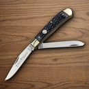 Boker Trapper Pocket Knife D2 Tool Steel Blades Black Bone Handle