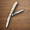BOKER Tree Brand Trapper Pocket Knife Stainless Steel Blades White Bone Handle
