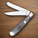 Boker Trapper Pocket Knife D2 Tool Steel Blades Gray Bone Handle