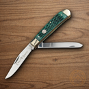 BOKER Tree Brand Trapper Pocket Knife Stainless Steel Blades Green Bone Handle