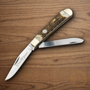 BOKER Trapper Pocket Knife D2 Tool Steel Blades Stag Handle
