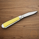 Boker Tree Brand Trapper Pocket Knife Stainless Steel Blades Yellow Delrin Handle.