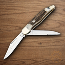 Boker Hunter Pocket Knife D2 Tool Steel Blades Stag Handle