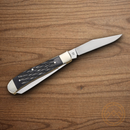 Boker Mini Trapper Pocket Knife D2 Tool Steel Blade Black Bone Handle.