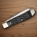 Boker Mini Trapper Pocket Knife D2 Tool Steel Blade Black Bone Handle.
