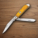 Boker Mini Trapper Pocket Knife D2 Tool Steel Blades Yellow Bone Handle.