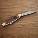 Boker Trad Series Stockman Pocket Knife D2 Tool Steel Blades Brown Bone Handle.