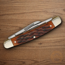 Boker Trad Series Stockman Pocket Knife D2 Tool Steel Blades Brown Bone Handle.