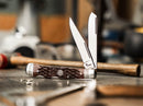 Boker Double Lock Trapper Pocket Knife D2 Tool Steel Blades Brown Bone Handle