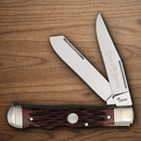 Boker Double Lock Trapper Pocket Knife D2 Tool Steel Blades Brown Bone Handle