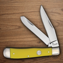 Boker Trapper Pocket Knife 1095HC Steel Blades Yellow Delrin Handle.