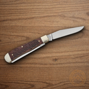 Boker Trapper Pocket Knife 1095HC Steel Blades Bronze Bone Handle
