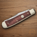 Boker Trapper Pocket Knife 1095HC Steel Blades Bronze Bone Handle