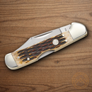 Boker TS 2.0 Copperhead Folding Knife D2 Tool Steel Blade Amber Bone Handle.