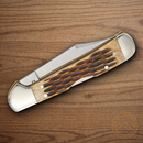 Boker TS 2.0 Copperhead Folding Knife D2 Tool Steel Blade Amber Bone Handle.
