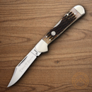 Boker TS 2.0 Copperhead Folding Knife D2 Tool Steel Blade Amber Bone Handle.