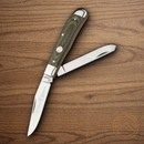 Boker TS 2.0 Trapper Pocket Knife D2 Tool Steel Blade Green Micarta Handle.