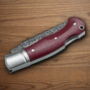 Boker Durand Folding Knife 3" Damascus Steel Blade Red Micarta Handle