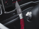 Boker Durand Folding Knife 3" Damascus Steel Blade Red Micarta Handle