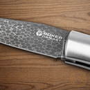 Boker Durand Folding Knife 3" Damascus Steel Blade Red Micarta Handle