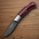 Boker Durand Folding Knife 3" Damascus Steel Blade Red Micarta Handle