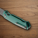 Boker Mach-1 Folding Knife 3.25" Damascus Steel Blade Green Aluminum Handle