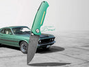 Boker Mach-1 Folding Knife 3.25" Damascus Steel Blade Green Aluminum Handle