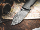Boker Tiger Damast Folding Knife 3.38" Damascus Steel Blade Black Micarta/Stainless Handle.