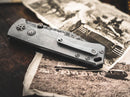Boker Tiger Damast Folding Knife 3.38" Damascus Steel Blade Black Micarta/Stainless Handle.