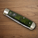 Boker Swell-End Pocket Knife Bohler N690 Steel Blades Green Curly Birch Handle.