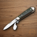 Boker Swell-End Pocket Knife Bohler N690 Steel Blades Green Curly Birch Handle.