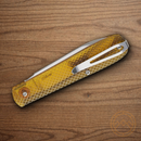 Boker Coffin  Folding Knife 3.13" MagnaCut Steel Blade Amber Ultem Handle