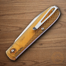 Boker Coffin  Folding Knife 3.13" MagnaCut Steel Blade Amber Ultem Handle