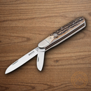 Boker Enigma Pocket Knife 440C Steel Blades Stag Handle.