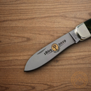 Boker Hunting Folding Knife 3.5" Bohler N690 Steel Blade Green Curly Birch Handle.