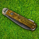 Boker Hunter Folding Knife 3.38" Damascus Steel Blade Curly Birch Handle
