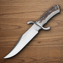 Boker Bowie N690 Fixed Knife 7.88" Bohler N690 Steel Blade Stag Handle