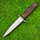 Boker Trench Fixed Knife 5.63" Carbon Steel Blade Brown Wood Handle.