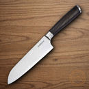 Boker Santoku Kitchen Knife 6.5" Damascus Steel Blade Black Oak Handle