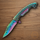 Boker Magnum Rainbow Folding Knife 3.75" Stainless Steel Blade Mermaid Embellished Handle