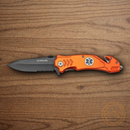 Boker Magnum Rescue Folding Knife 3.38" 440 Steel Blade Orange Aluminum Handle.