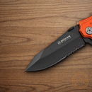 Boker Magnum Rescue Folding Knife 3.38" 440 Steel Blade Orange Aluminum Handle.