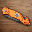 Boker Magnum Rescue Folding Knife 3.38" 440 Steel Blade Orange Aluminum Handle.