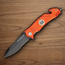 Boker Magnum Rescue Folding Knife 3.38" 440 Steel Blade Orange Aluminum Handle.