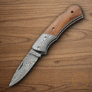 Boker Magnum Mistress Folding Knife 2.25" Damascus Steel Blade Olive Wood Handle